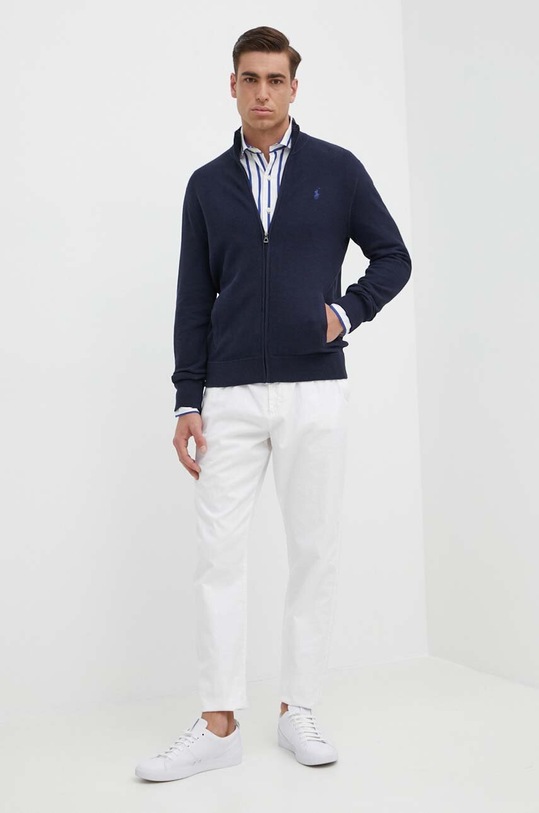 Bavlněný kardigan Polo Ralph Lauren 710A30449 námořnická modř SS24