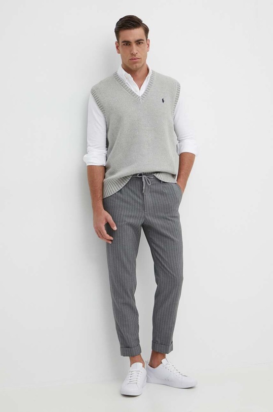 Polo Ralph Lauren kamizelka bawełniana 710A33366 szary SS24