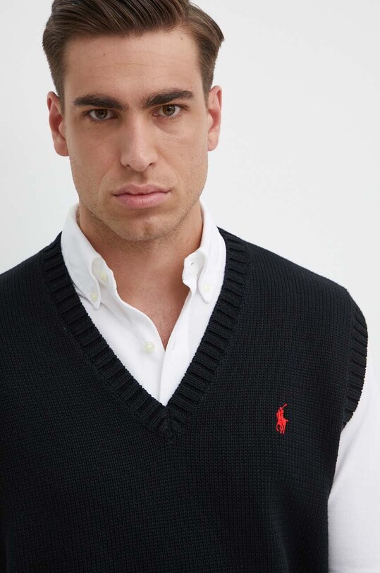 Bavlnená vesta Polo Ralph Lauren čierna 710A33366