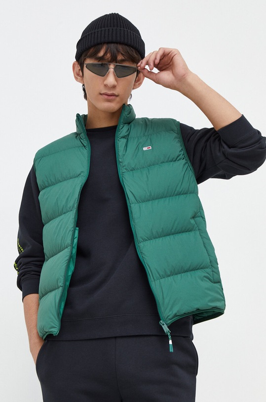 Tommy Jeans bezrękawnik puchowy bez kaptura zielony DM0DM17893