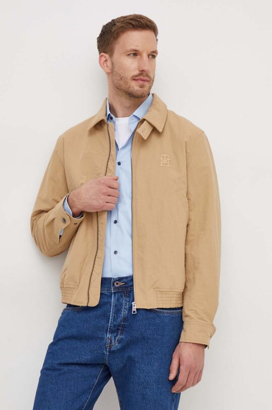Bunda Tommy Hilfiger jemné zateplenie hnedá MW0MW33743