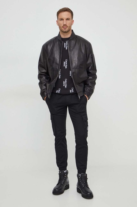 Calvin Klein bőrdzseki K10K112372 fekete SS24