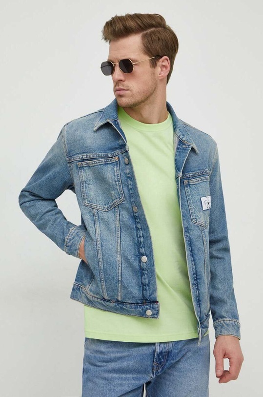 Calvin Klein Jeans kurtka jeansowa bez kaptura granatowy J30J324569