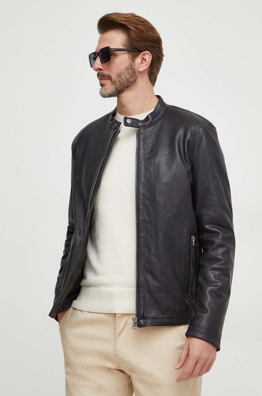 Pepe Jeans geaca de piele cu captuseala negru PM402878
