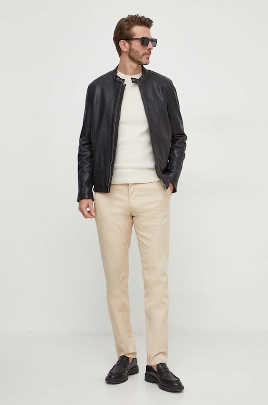 Pepe Jeans geaca de piele PM402878 negru SS24