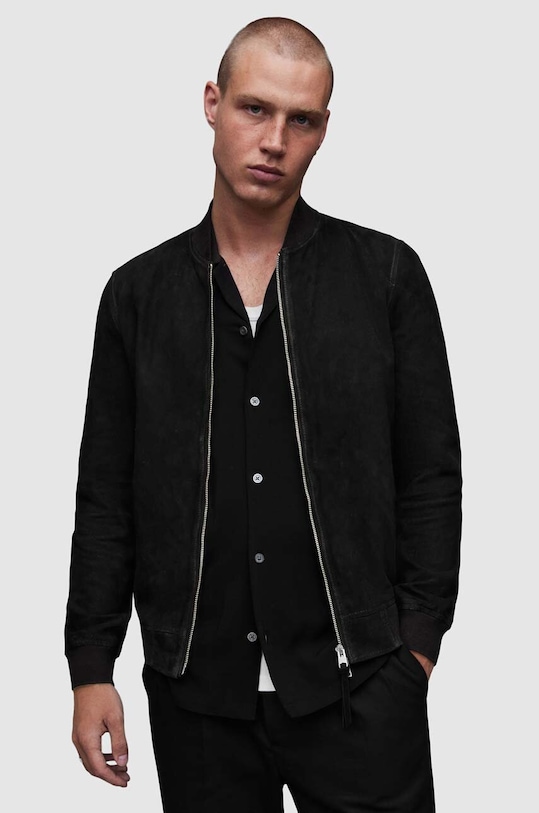 AllSaints kurtka bomber zamszowa Ronan nieocieplane czarny ML075U