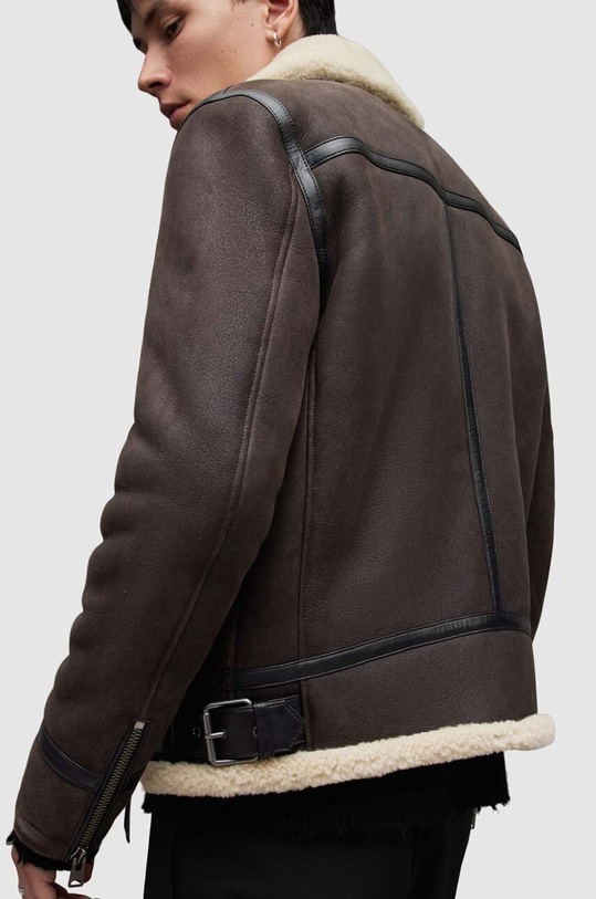 Îmbrăcăminte AllSaints geaca de piele Rhys ML089Z maro