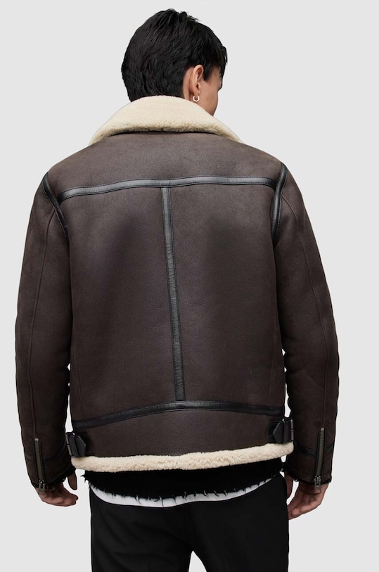 AllSaints geaca de piele Rhys maro ML089Z