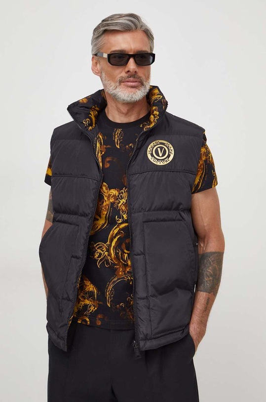 Versace Jeans Couture bezrękawnik puchowy dwustronny bez kaptura czarny 76GAU422