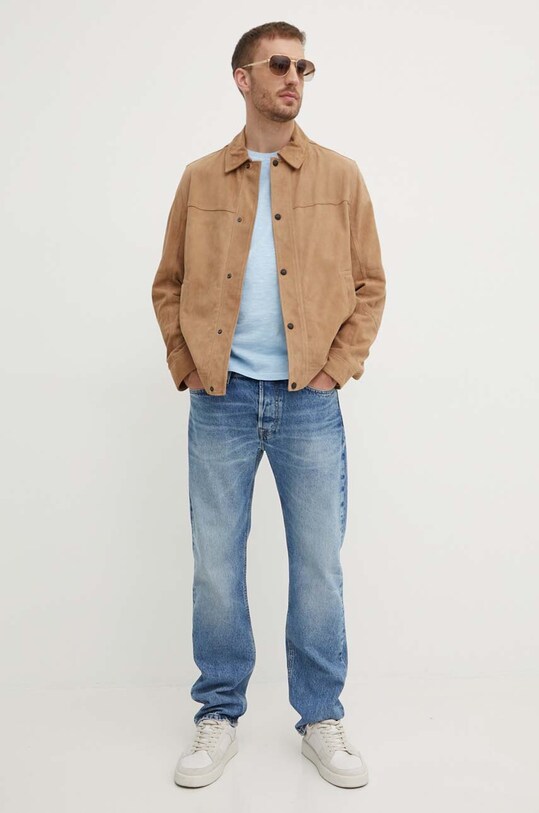 Boss Orange geaca din piele intoarsa 50514542 maro SS24