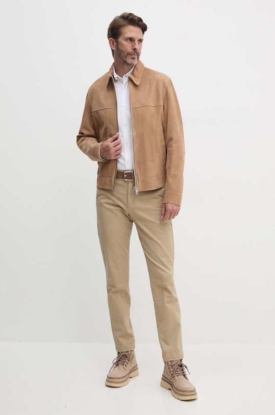 BOSS geaca din piele intoarsa 50510178 bej AW24