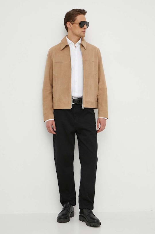 BOSS kurtka zamszowa 50510178 beżowy AW24