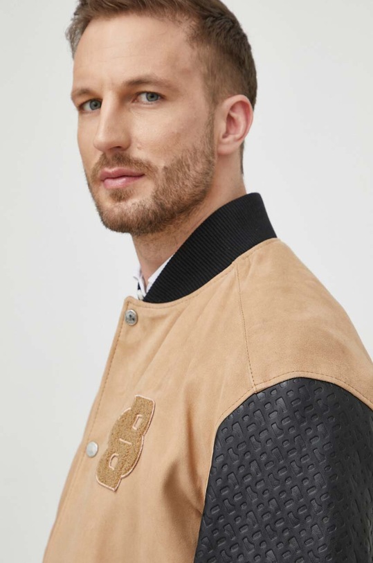 BOSS kurtka skórzana beżowy 50510528