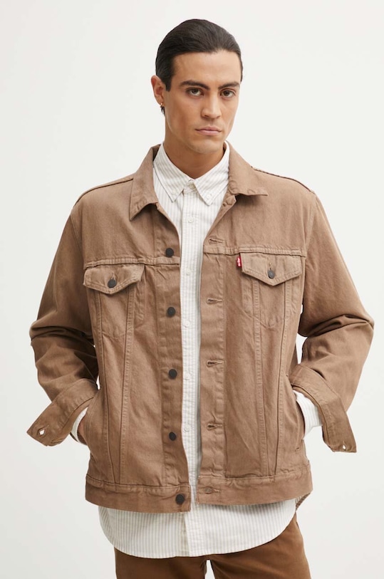 Levi's kurtka jeansowa bez kaptura brązowy 72334