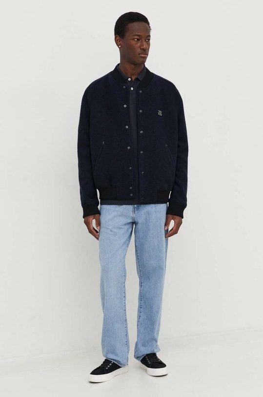 Μάλλινο μπουφάν bomber The Kooples HBLO28006K σκούρο μπλε SS24