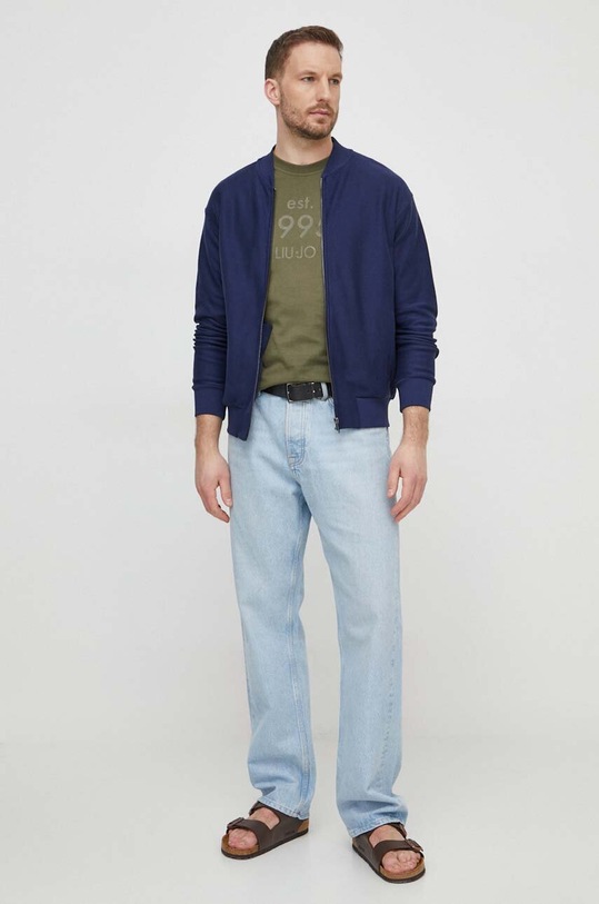 Bavlněná mikina United Colors of Benetton 3ITZU500G námořnická modř SS24