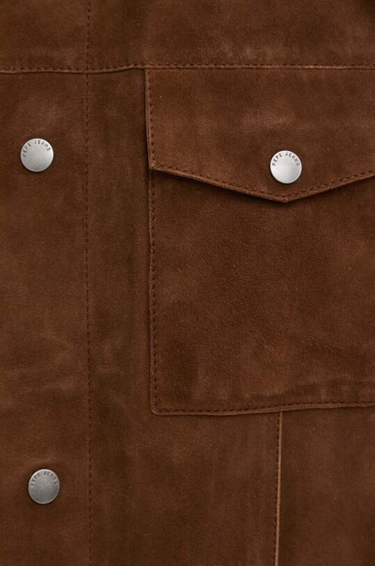 Pepe Jeans geaca din piele intoarsa VRYSON PM402963 maro