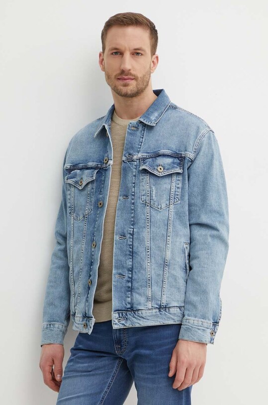 Pepe Jeans geacă din denim RELAXED JACKET necaptusit albastru PM402972RH8