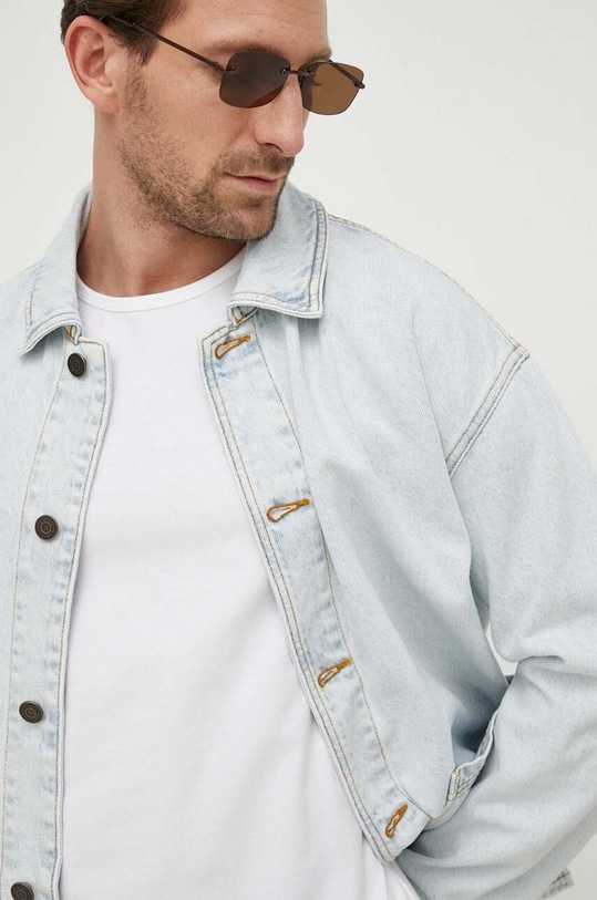 American Vintage kurtka jeansowa VESTE ML COL CHEMISE niebieski JOY16IE24