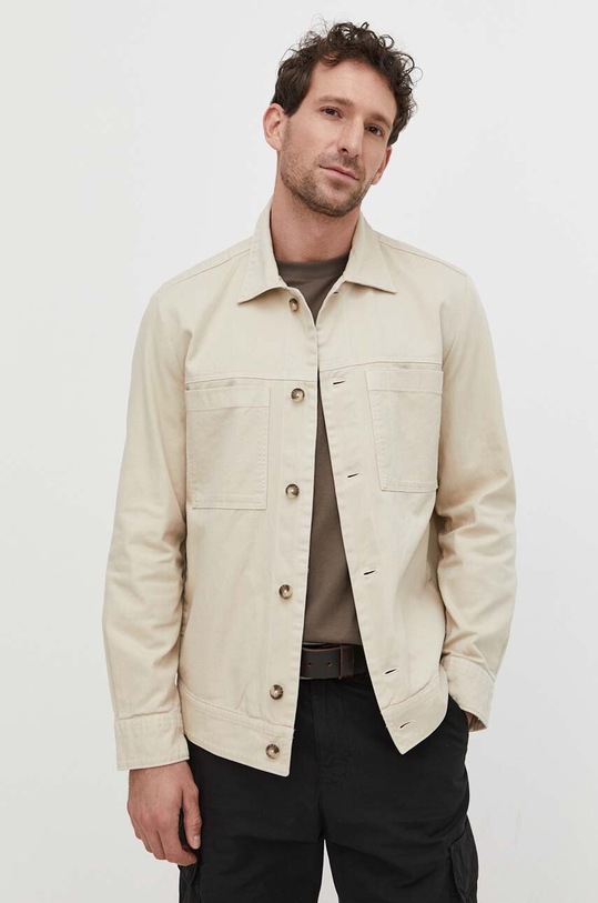 Marc O'Polo kurtka jeansowa z domieszką lnu bez kaptura beżowy 423021374078