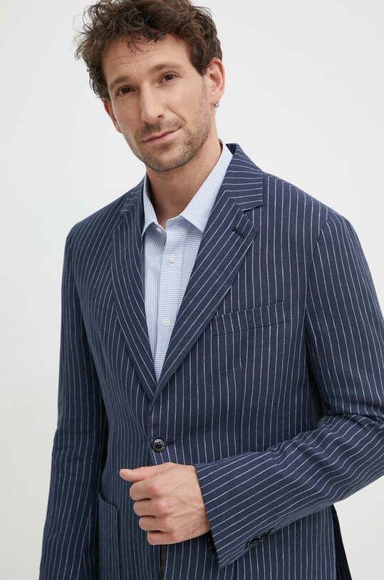 Plátěná bunda Liu Jo regular námořnická modř M124P102LINOGESSBLAZ