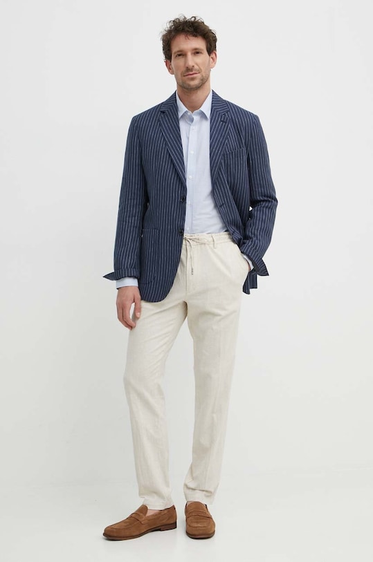 Plátěná bunda Liu Jo M124P102LINOGESSBLAZ námořnická modř SS24