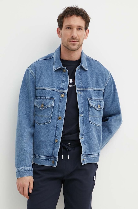 Tommy Hilfiger geacă din denim necaptusit albastru MW0MW34523