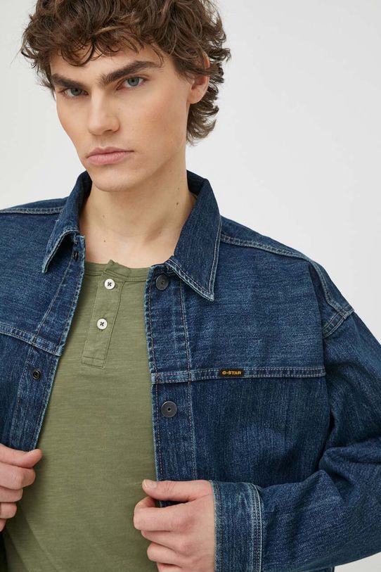 G-Star Raw kurtka jeansowa bez kaptura granatowy D24330.D577
