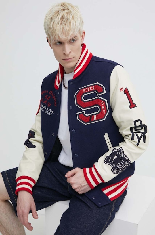 Вовняна куртка-бомбер Superdry з підкладкою темно-синій M5011867A.GKV