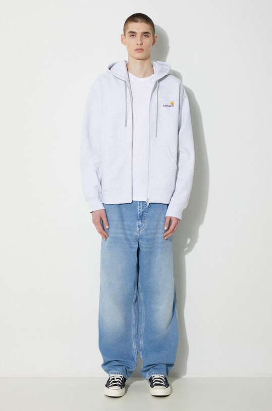 Carhartt WIP felpa Hooded American Script Jacket I033063.482XX grigio AA00