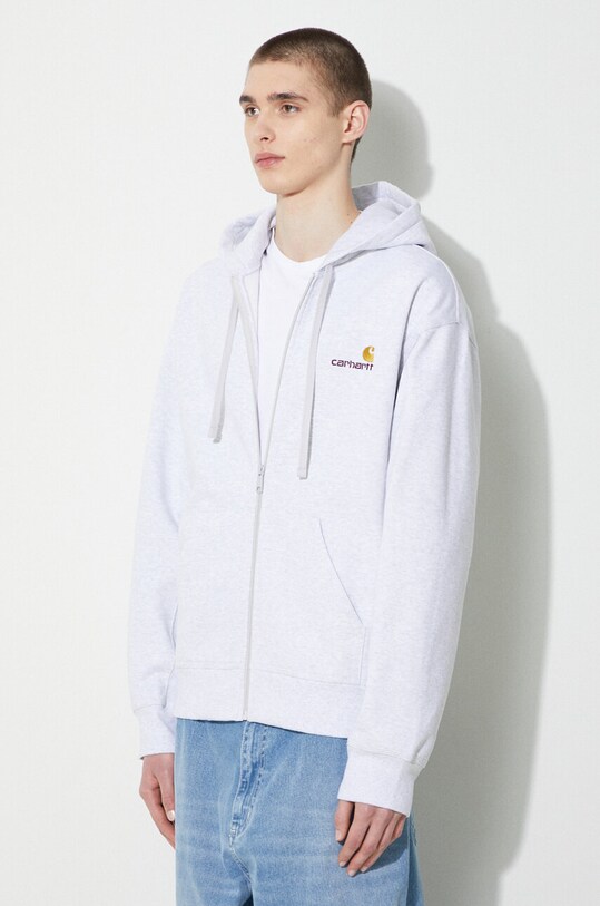 Carhartt WIP felpa Hooded American Script Jacket grigio I033063.482XX