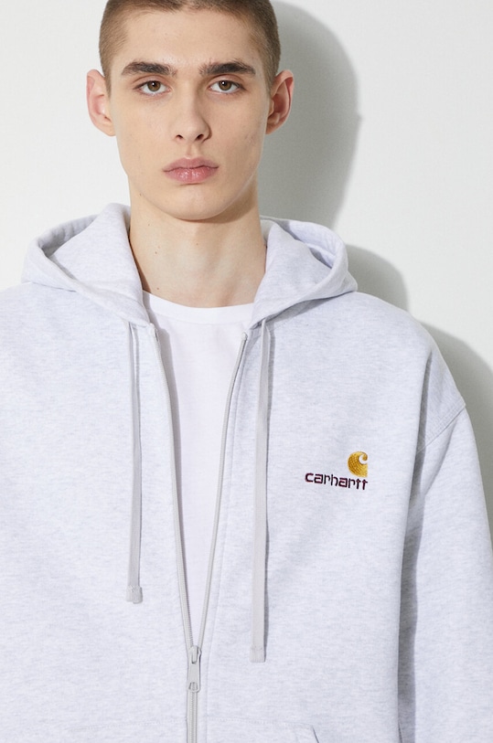 Carhartt WIP sweatshirt Hooded American Script Jacket I033063.482XX gray