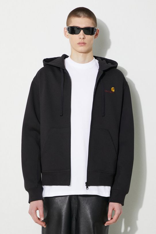 Кофта Carhartt WIP Hooded American Script Jacket с капюшоном чёрный I033063.89XX