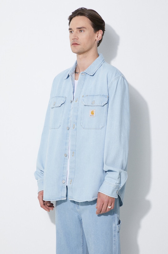 Τζιν μπουφάν Carhartt WIP Harvey Shirt Jac μπλε I033346.112