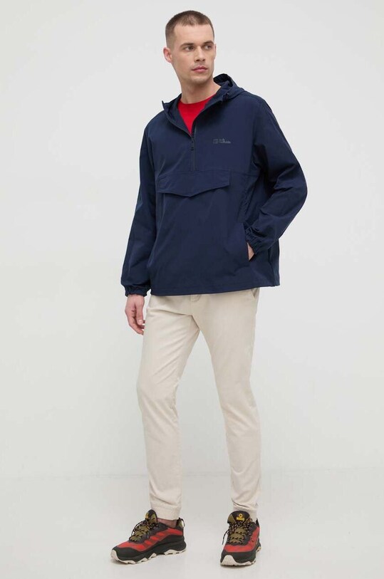 Jack Wolfskin geaca de ploaie Desert Wind Overhead 1307841 bleumarin SS24