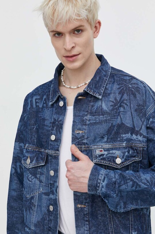 Tommy Jeans geacă din denim necaptusit bleumarin DM0DM18971