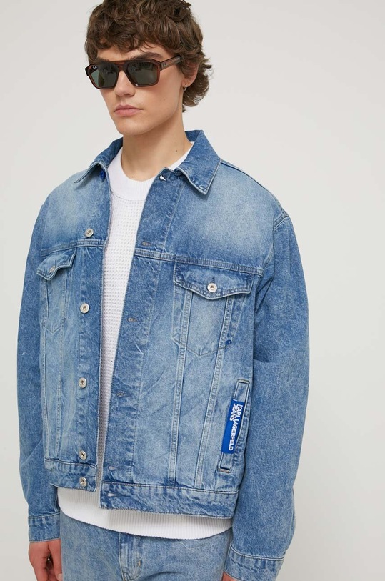 Džínová bunda Karl Lagerfeld Jeans bez kapuce modrá 241D1401