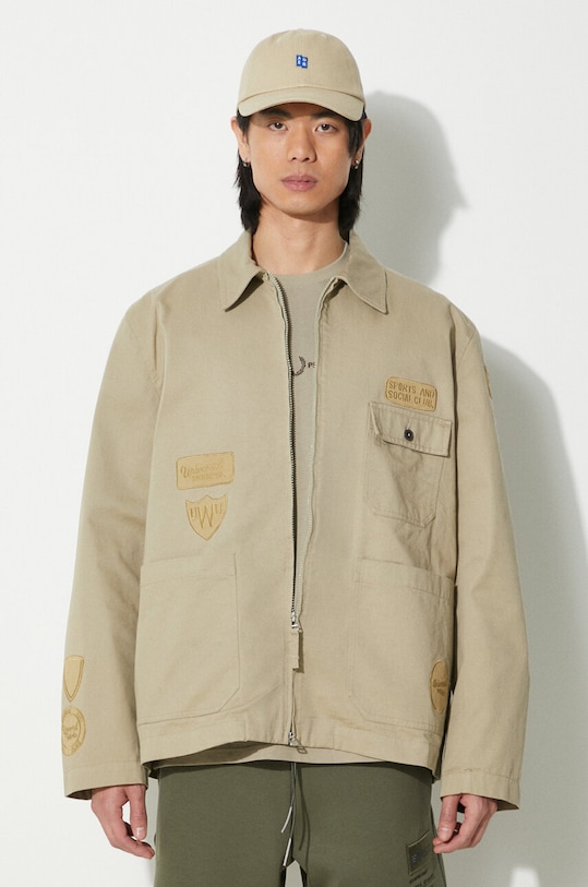 Universal Works kurtka jeansowa Gower bez kaptura beżowy 30108.STONE