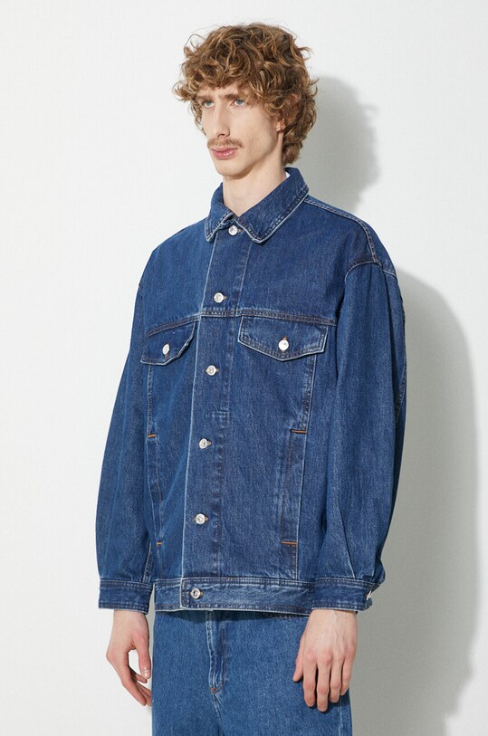 A.P.C. geacă din denim blouson elvis albastru COGWD.H02913.IAL