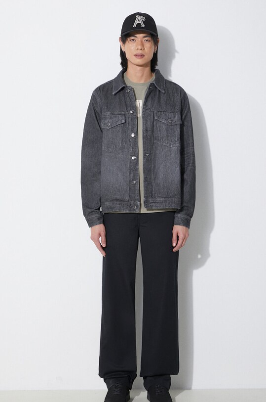 Wood Wood geacă din denim Ivan Denim 12315107.7051 negru SS24