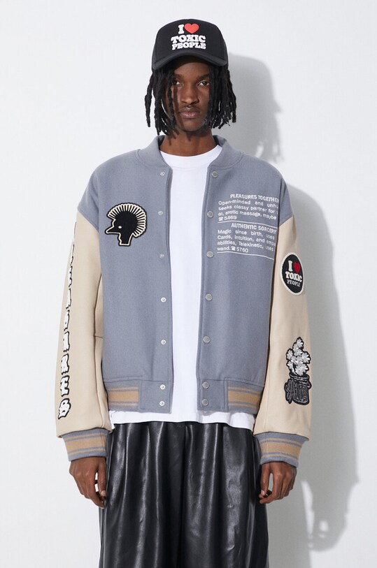 PLEASURES geaca bomber Calendar Varsity albastru P24SP040.BLUE