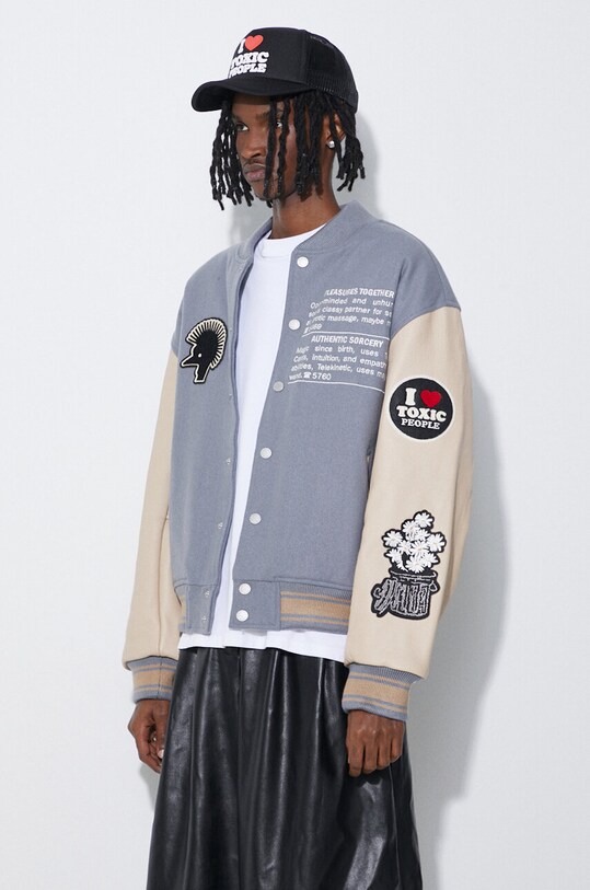 PLEASURES geaca bomber Calendar Varsity P24SP040.BLUE albastru