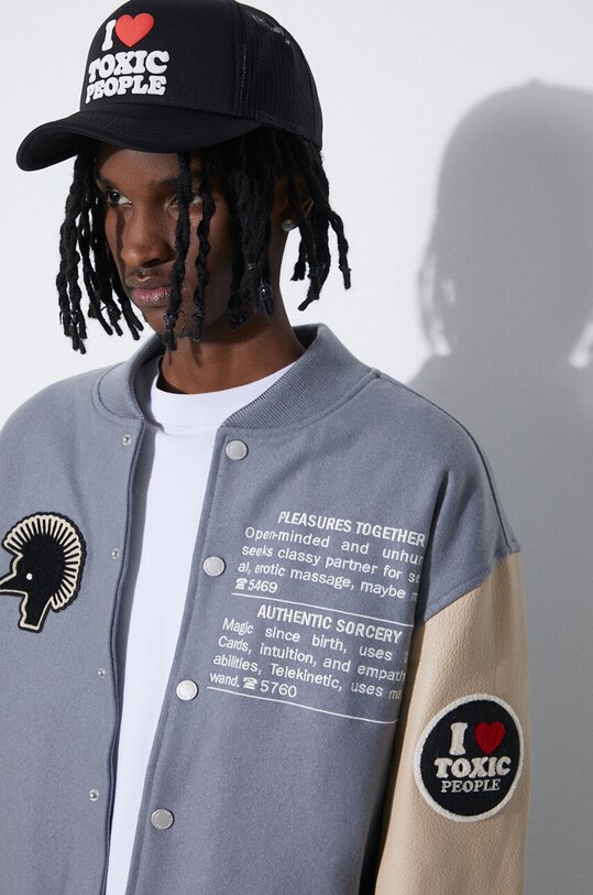 PLEASURES geaca bomber Calendar Varsity P24SP040.BLUE
