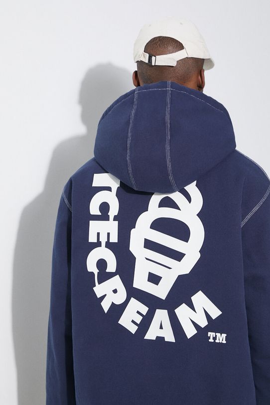 ICECREAM pamut kabát Hooded Work szigetelt sötétkék IC24104