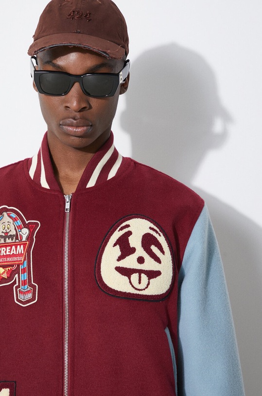 ICECREAM geaca bomber Diner Team Varsity IC24106 burgundia