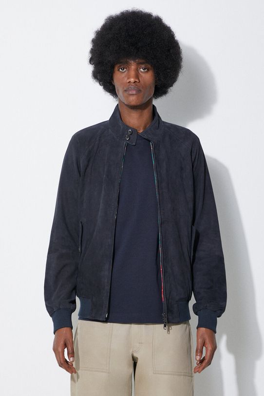 Baracuta geaca din piele intoarsa G9 Suede cu captuseala bleumarin BRCPS0939