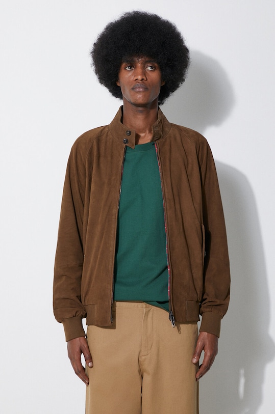 Semišová bunda Baracuta G9 Suede bez kapucne hnedá BRCPS0939