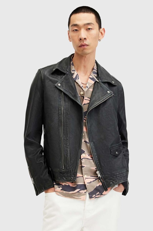 AllSaints geaca de piele ROSSER BIKER cu captuseala negru M001LA