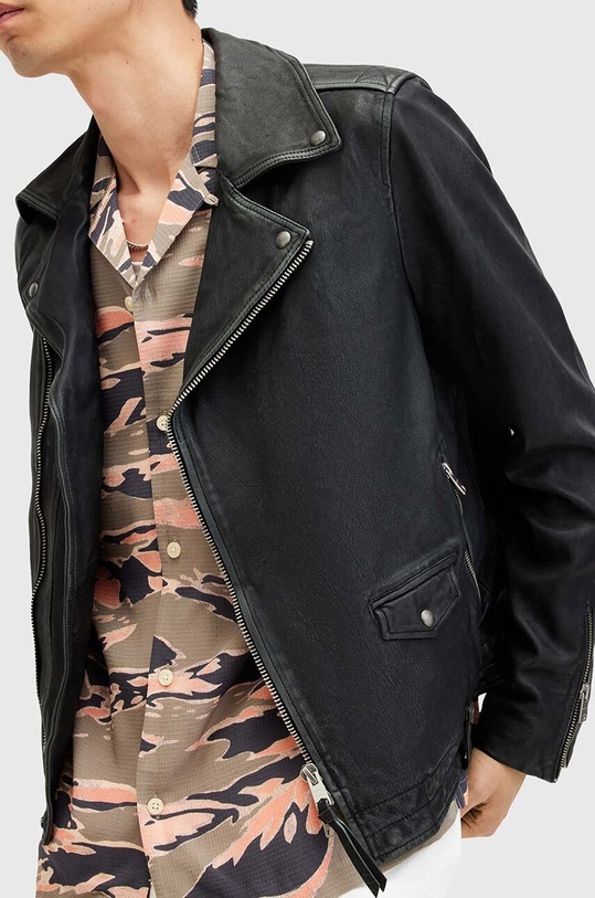 AllSaints geaca de piele ROSSER BIKER M001LA negru SS24