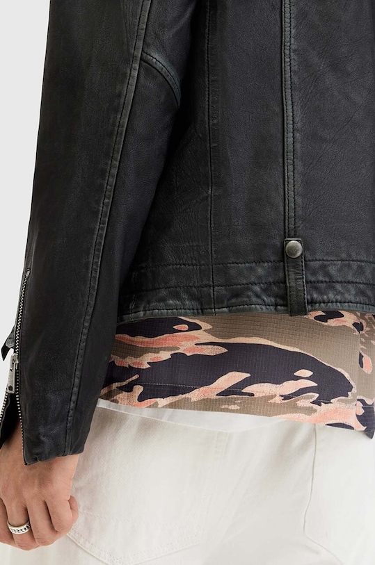 AllSaints geaca de piele ROSSER BIKER negru M001LA